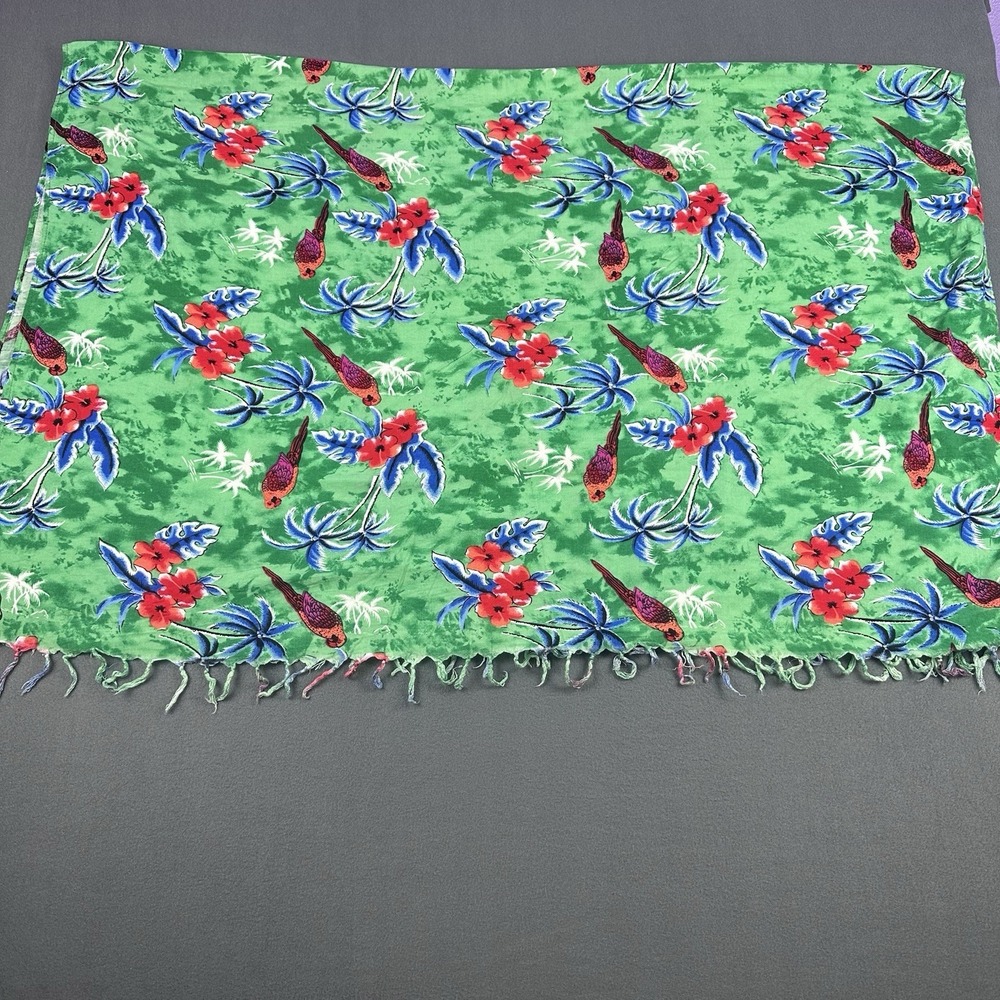 In Gear Tropical Parrett Floral Rayon Beach Sarong Fringe Wrap Thailand